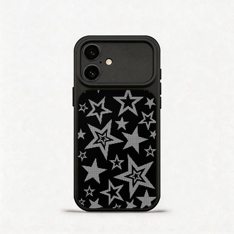 Glass Shockproof Electroplated Silver/Black Black and Grey Stars iPhone 17ProMax Cover Precise Hole Alignment For Lens Frame 15ProMax Anti-yellow | 14ProMax Anti-fall | 13ProMax Ultra-thin Design 16ProMax AirPhoneCase