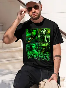 Lindemann 2026 new model Black/White Tee Stylish & Comfortable Loose Crew Neck Short Sleeve T-shirts Versatile On Trend Eye Catching Printed Graphic Casual Tee for Daily Wear Outings & Leisure