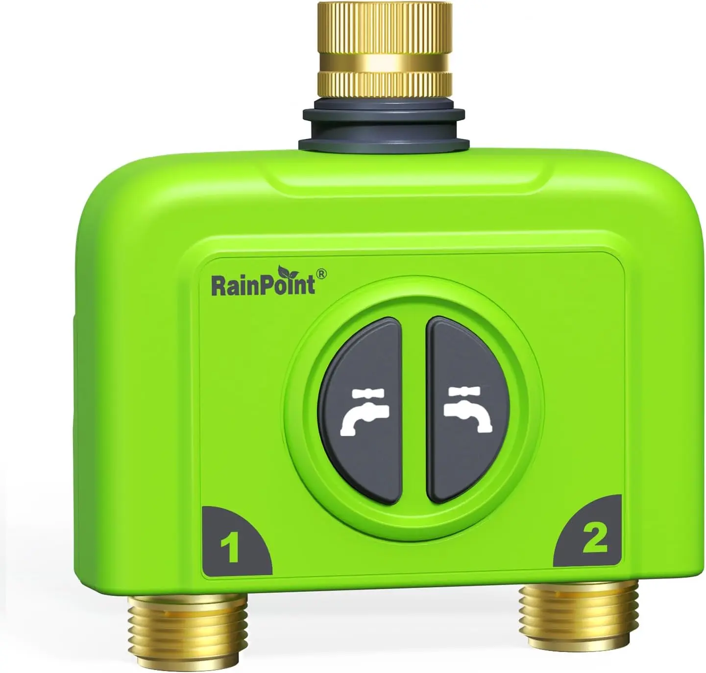 RAINPOINT WiFi Water Timer for Garden Hose, 2 Zone WiFi Sprinkler Controller, Smart Hose Timer Valve, Automatic Drip Irrigation System/Rain Delay for Garden/Yard (Brass Inlet & Outlet, No Gateway)
