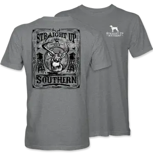 Rustic Deer Hunting Graphic Tee – Vintage Oil Rig Country Shirt for Outdoorsmen, Retro Wildlife Print Southern Style T-Shirt for Men