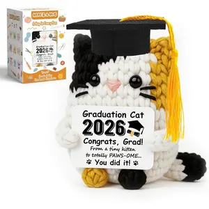 2026 Graduation Mini Kitties Crochet Animal Cat with Graduation Hat for High Middle Elementary School Students, Stuffed Animal Graduation Gift for Daughter Son Friend, Class of 2026 Keepsake for Grad Party Photoshoot, Cute Plush Toy
