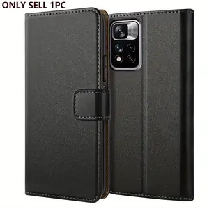 Mobile Phone Case For Xiaomi Redmi Note 11 Pro / Redmi Note 11 Pro+, With Kickstand PU Leather Card Slot Black Wallet Flip Protective Phone Case Cover