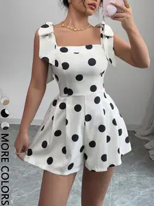 Elegant and sexy, polka dots, lace-up A-line jumpsuit, suitable for party and graduation season