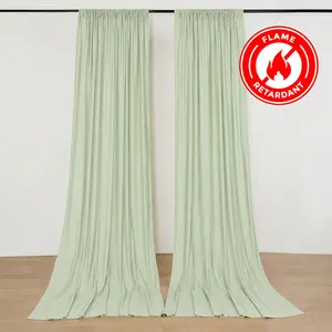 2 Pack 5ftx10ft Sage Green Scuba Polyester Backdrop Drape Curtains, Durable Flame Resistant Event Divider Panels Wrinkle Free With Rod Pockets