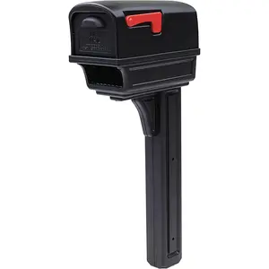 Gentry Large Capacity Dual Access Plastic Mailbox and Post Kit, GGC1B00AM, Black