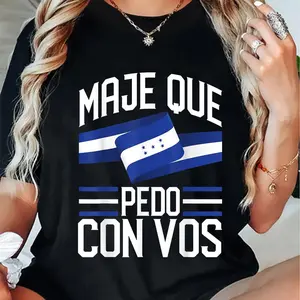 100% Cotton Honduras Flag T-Shirt| Catracho Pride "Maje Que Pedo Con Vos" Print Crew Neck Short Sleeve Tee