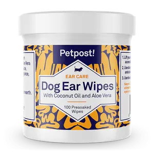 Petpost | Dog Ear Cleaner Wipes - Ultra Soft Cotton Pads in Coconut Oil Aloe Solution - Dog Ear Rinse & Cleanser 100 ct.