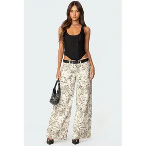 Snow Leopard Low Rise Baggy Jeans