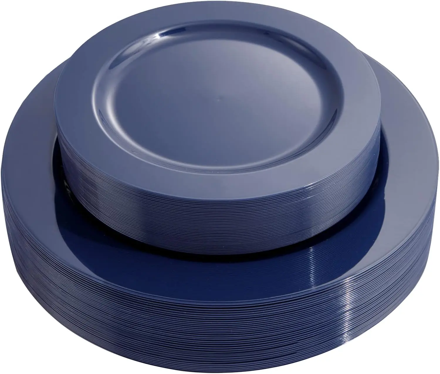 100PCS Blue Plastic Plates - Heavy Duty Blue Plates Disposable (10.25" & 7.5") - serve for 50guest Birthday Party/Wedding/4th of July