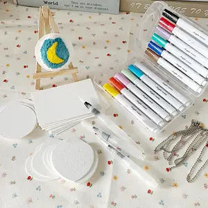 Magic foam texture painting kit, including 10 pieces of foam texture paper, 12 color acrylic marker, 3 fountain pens, 10 bead chains, DIY art magic 3D effect painting kit, toys, toys, handicrafts, gifts, handicrafts, handicrafts, Acrylic Drawing Markers