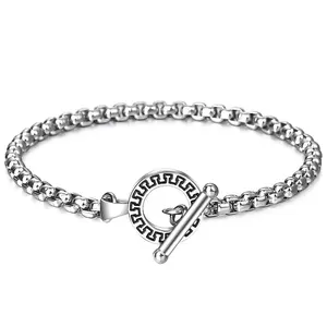 Hermah 4mm Stainless Steel Chain Bracelet Mens Boys Box Link Bracelet Silver Color Lobster Clasp Jewelry
