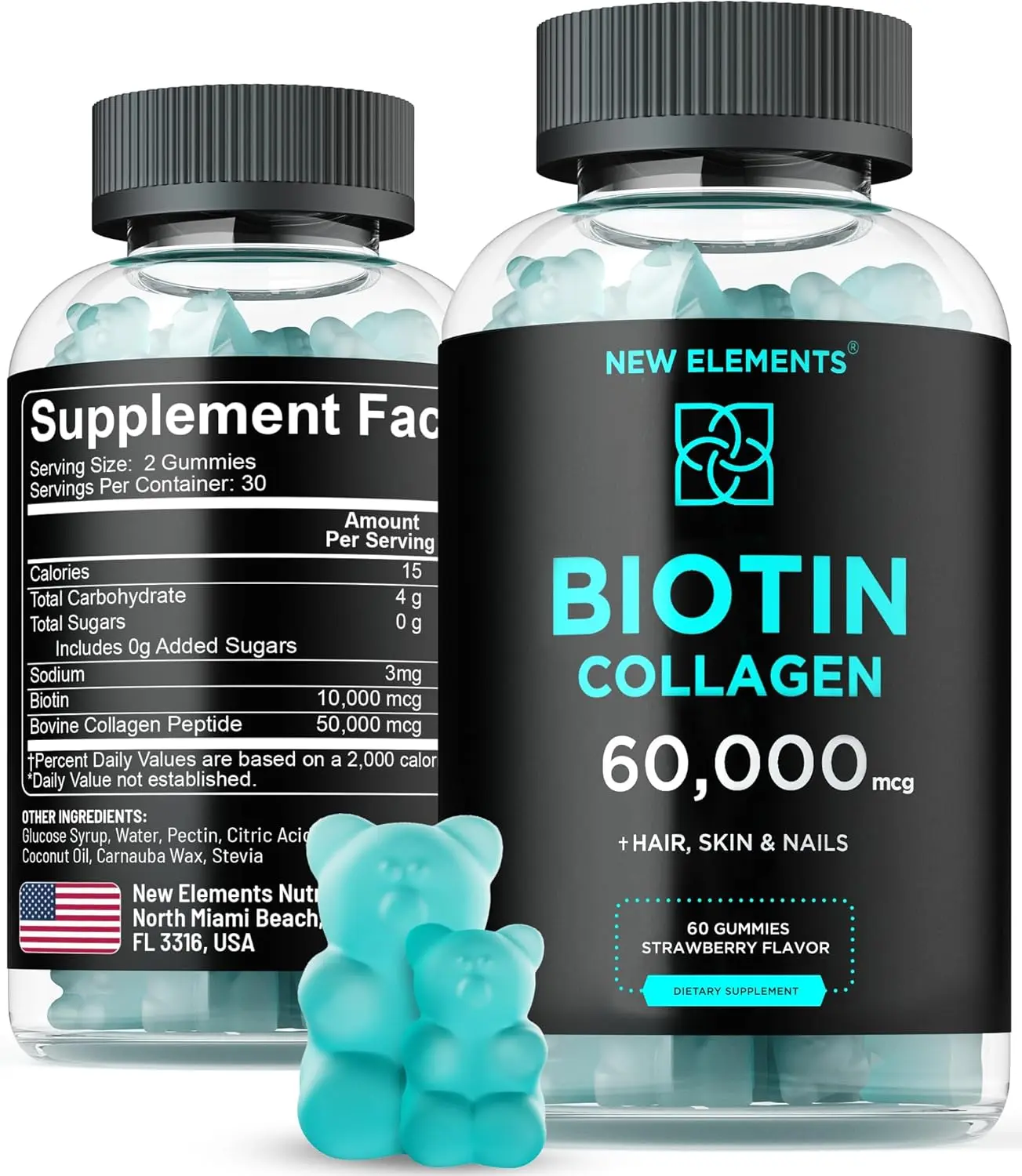 Biotin & Collagen Peptides Gummies 50000mcg Collagen & 10000mcg Biotin | Hair Growth, Glowing Skin & Strong Nails Support | High Potency Hair, Skin and Nails Vitamins for Women & Men | Non-GMO Chewable Gummies