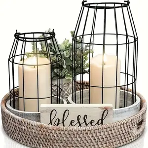Country Farmhouse Lantern Set, Coastal Lanterns, Stylish Decorative Taper Lanterns, Modern High-end Decoration Suitable for Giving Gifts, Ornaments