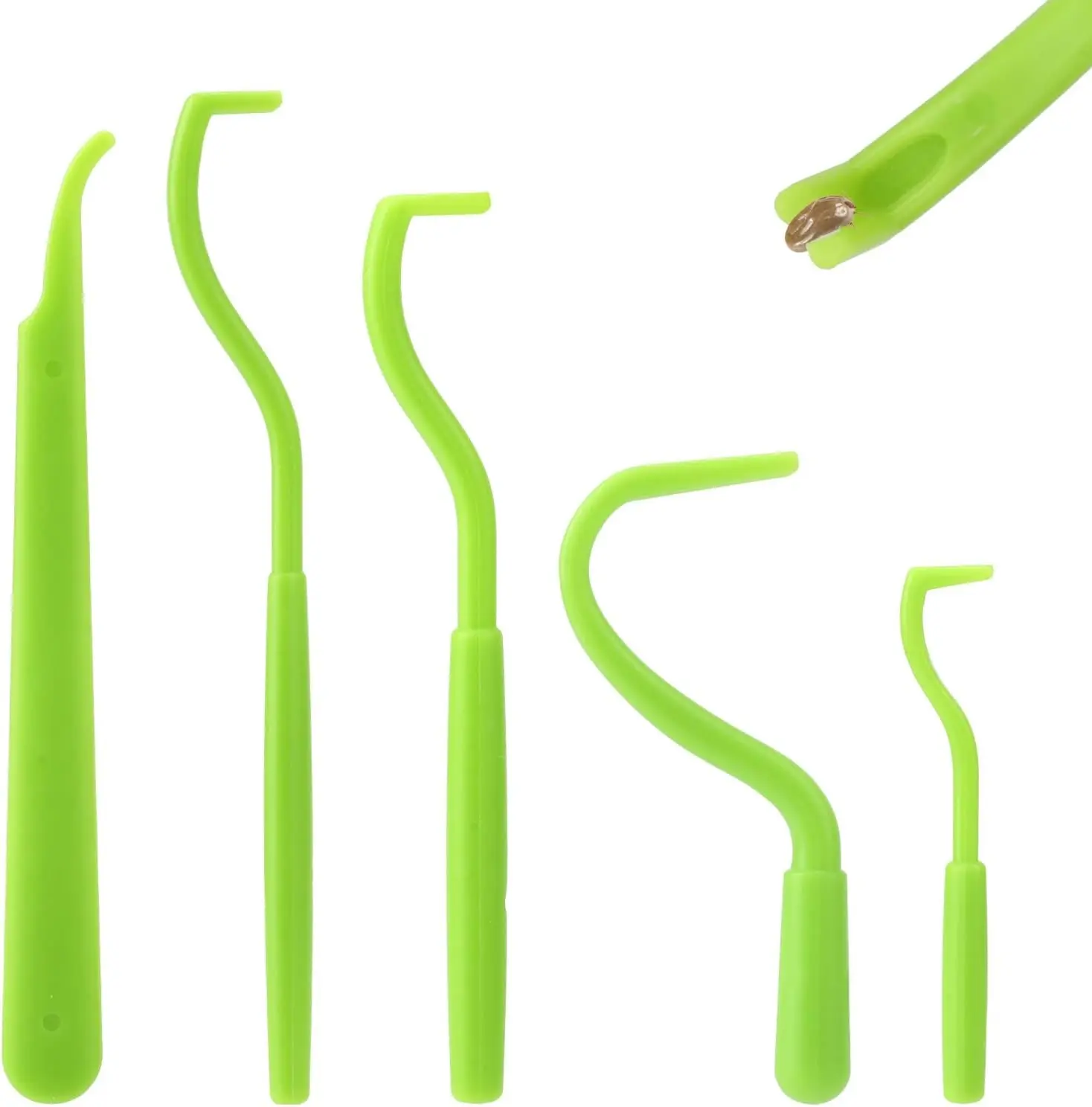 5pcs Tick Remover Tool Kit, 4 Sizes Safe & Easy Remover Tools Plastic Painless Tick Puller Twister Tweezers for Humans Dogs Cats Horses (Green)