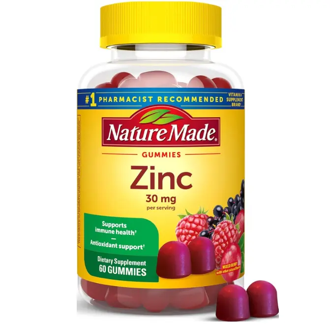 Nature Made Zinc Supplements 30 mg Per Serving, 60 Zinc Gummies