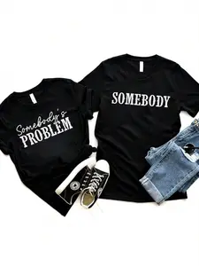 King & Queen Couple Matching T-Shirts 'Somebody's Problem / Somebody's Queen' Humorous Print Valentine's Day Gift & Everyday Couple Outfits#DealsForYouDays