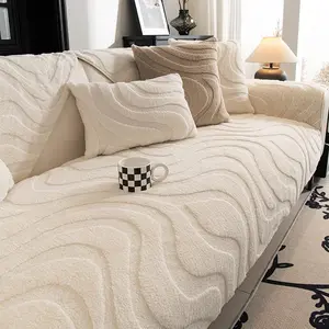 Cream-Style Sofa Cushion, Artificial Fur Sofa Pad, Non-Slip Single Piece Cover, Soft Thick Plush Material, Winter Warmth, Pet Friendly