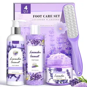 Holiday Christmas Spa Foot Care Set – Foot Soak Salts, Scrub, File & Urea Cream – Perfect Pedicure Gift for Women