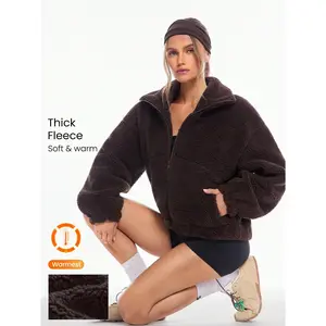 GLOWMODE Cozy Thick Polar Fleece Soft Warm Loose Fit Super High Collar Elastic Hem Jacket With Side Pockets Daily Casual Winter