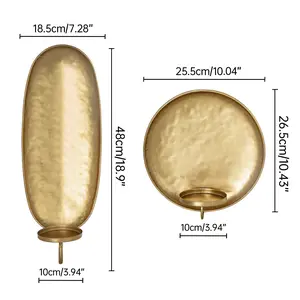 Wall Candle Sconce Set of 2,Gold Metal Wall Mount Candle Holder，Wall-Mounting Sconces for Living Room, Bathroom, Dining Areas,Hallways Decorations