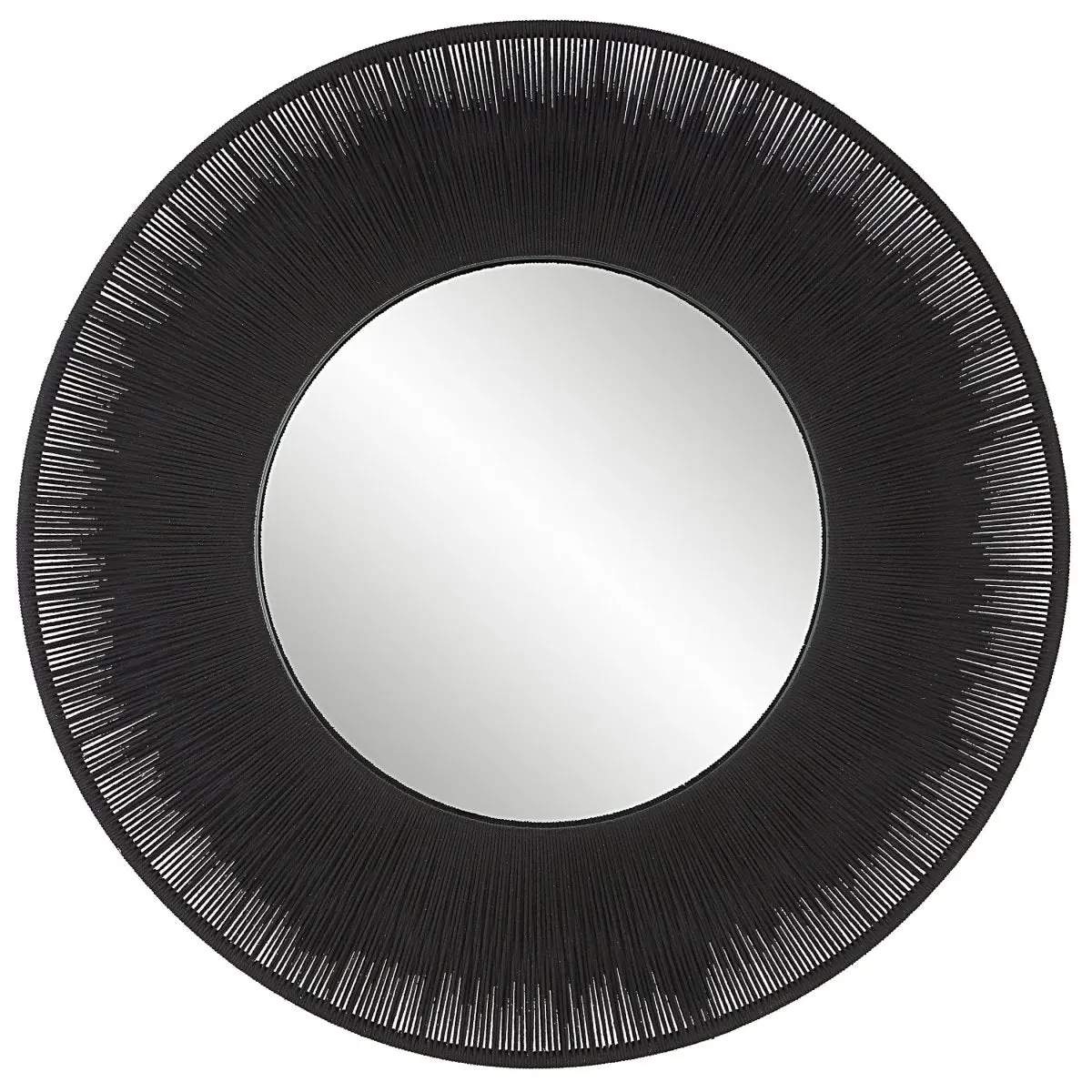 Black Round Metal Iron Sailor's Knot Wall Mirror - 51 w x 51 h x 3 d (in), Coastal Vibe Home Decor, Room Decor Accent with Natural Texture and Materials for Living Spaces, Mdf, Casual