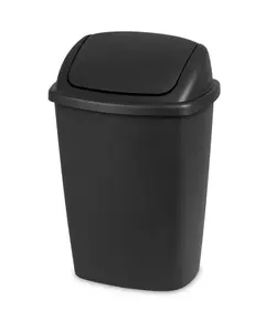 Sterilite Kitchen Trash Can, 7.5 Gallon Plastic Garbage Bin with Swing Top Lid, Black