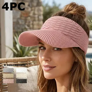 4-Piece Set Women's Outdoor Sports Baseball Cap Open-Top Sun Hat Sun Protection Hat 6 Color Options