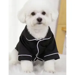Cute pet clothing, dog and cat pajamas, pajamas for small dogs and cats, pet clothes for poodles, bichons, bullterriers, and pomeranians,Cozy black pajamaswith white trim, perfectfor your furry friend'ssweet dreams/DogPajamas/PetFashion dog accessories