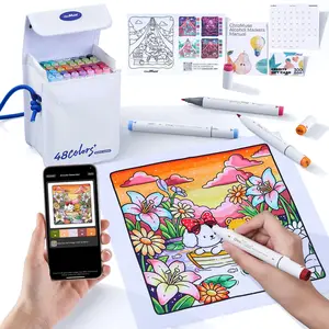 Alcohol Markers Set + Smart Coloring Guidance App, Dual Tip Art Markers Plus 1 Colorless Marker & 1 Highlight Pen with Premium leather case for Adult Coloring, Drawing, Sketching & Illustration,Ideal for Artists, Designers & Crafters - ChroMuse