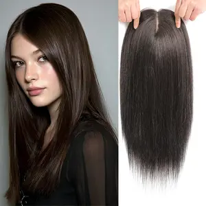 Vasilia Human Hair Toppers for Women Real Human Hair for Thinning Hair 8 * 8inch Silk Base Hairpieces 200% Density Clip in Remy Hair Pieces 14 Inch
