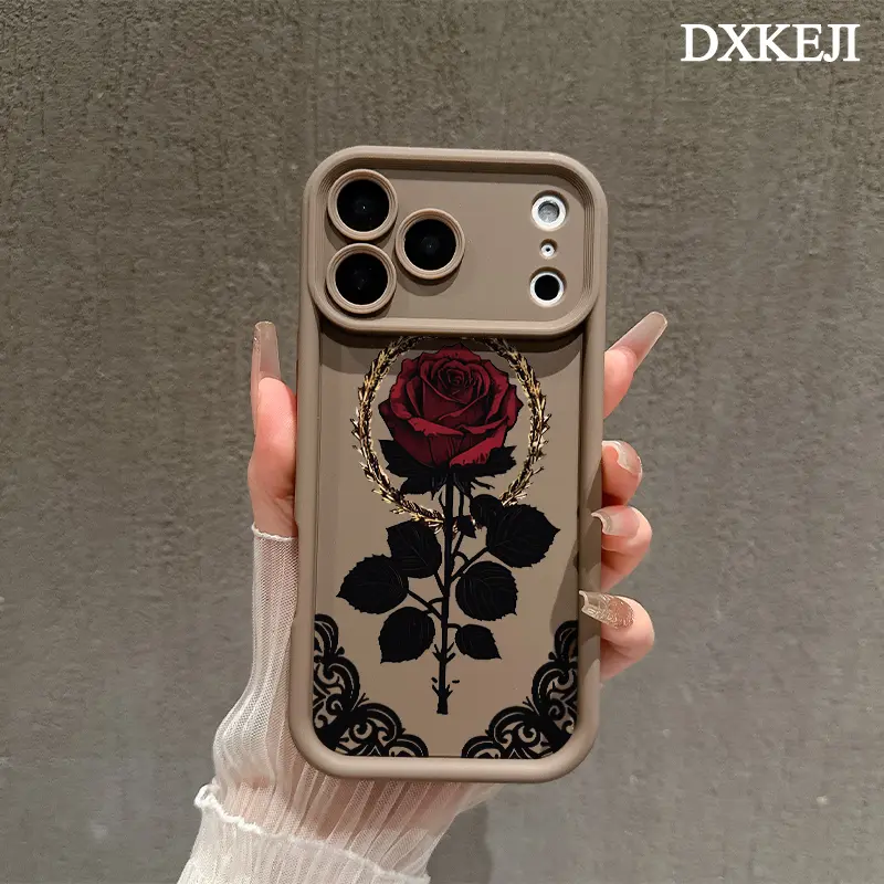 Aesthetic Rose Pattern TPU Soft Silicone Smartphone Casing - Shockproof, Long-Lasting Custom Handheld Accessory, Full Resistance, Manufacturer Warranty for iPhone 17,16,15 Pro Max,14,13,12,11 Plus,Air Cellphone Devices