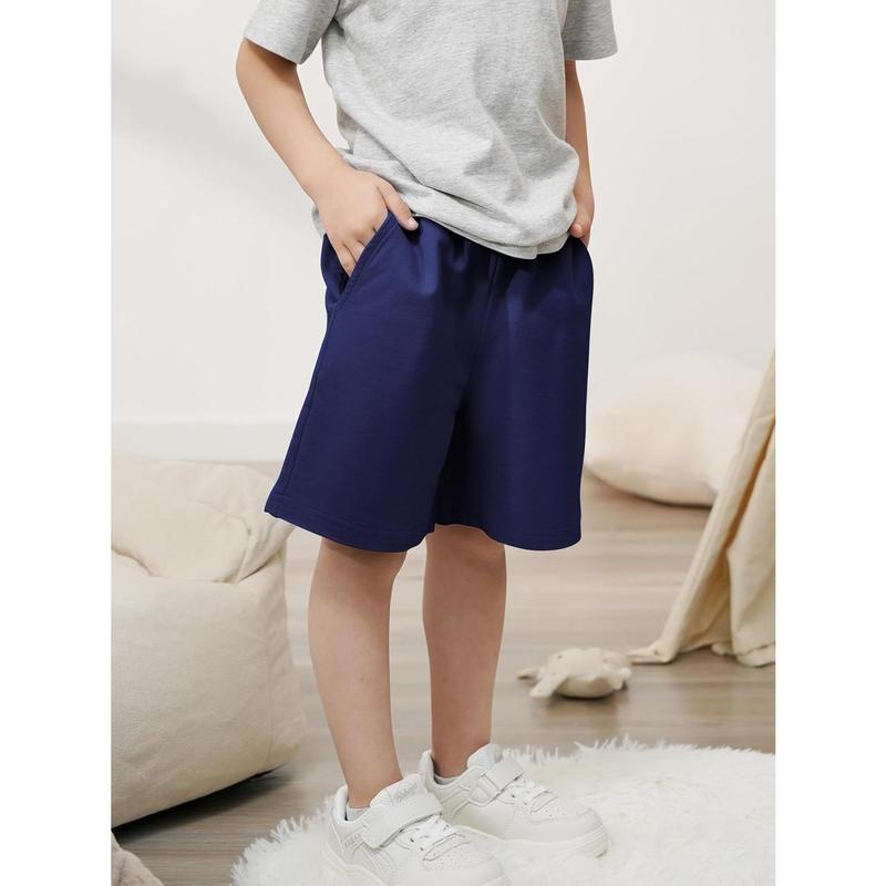 4 Pack Toddler Boy Shorts Boys Cotton Shorts Soft Casual Elastic Waist with Pockets Drawstring Kids Summer Clothes