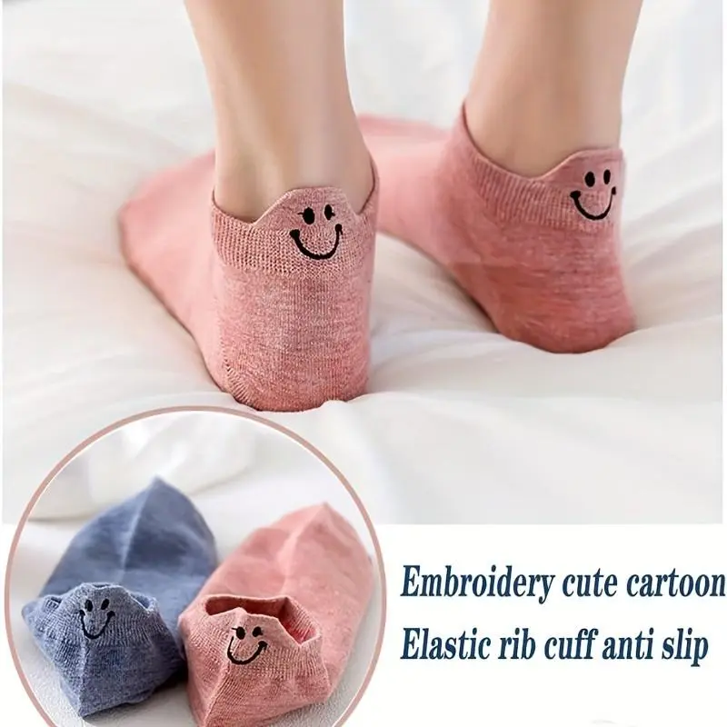 Kawaii Women's Embroidered Ankle Socks 1 Pairs Cotton Ruffled Edge Breathable Soft Stretchy Low Cut Pastel Colors for Casual Lightweight Aesthetic Maternity Bridal