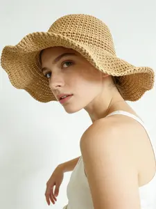 Women's Spring Summer Plain Knit Sun Hat, Hollow Straw Hat, Fashion Unisex Beach Hat, Multi-Functional UV Protection Cap, Adjustable Sun Cap