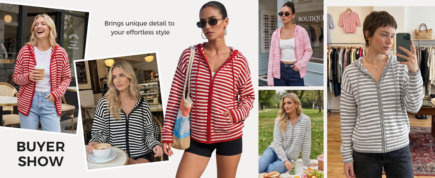 Zip-up hood and cardigan details