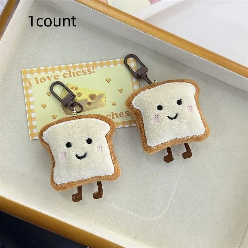 Cute Toast Bread Plush Pendant, 1 Count Cartoon Toast Bread Plush Keychain, Creative Plush Pendant, Hanging Decor for Bag, Car, Home, Keychain For Bags, Cute Soft Keychains, Cute Keychain Accessory, Cute Keychains For Car Keys