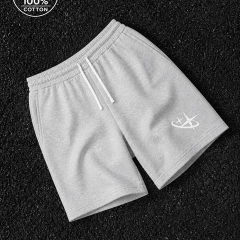 Men’s Sweat Shorts - Unisex Relaxed Fit Above-Knee Athletic Bottoms with Elastic Waistband, Adjustable Drawstring, Side Pockets, Clean Hem - Men’s Clothes, Sporty Streetwear Clothing for Gym, Lounge