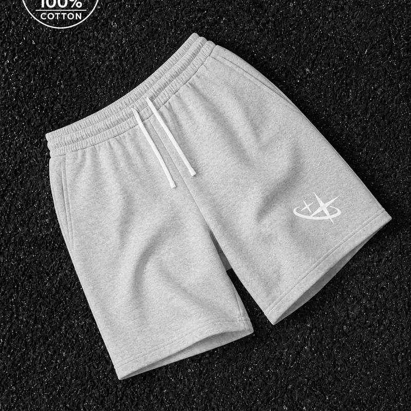 Men’s Sweat Shorts - Unisex Relaxed Fit Above-Knee Athletic Bottoms with Elastic Waistband, Adjustable Drawstring, Side Pockets, Clean Hem - Men’s Clothes, Sporty Streetwear Clothing for Gym, Lounge