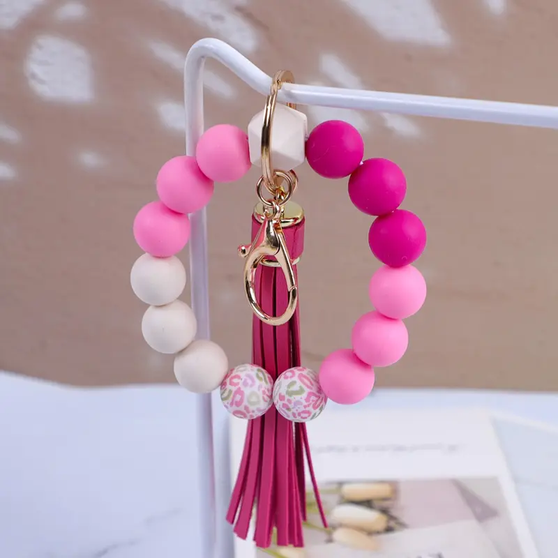 Colorful Beaded Wrist Keychain, Macaron Color Design, Long Tassel, Girly Keychain, Cute Keychain Accessory, Fashion Accessory, Perfect Gift for Friends & Mom, Keychain Wristlet, Keychains Cute