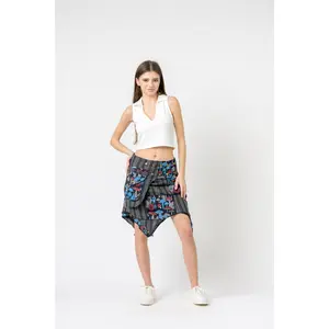 Rhea Stripe and Mushroom Patch Skirt