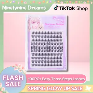 Ninetynine Dreams 100PCs Easy-Three-Steps Lashes | Natural Daily 11-13mm C+ Curl Individual Lash Clusters, Ultra-Thin Band, Soft Reusable Waterproof Long-Lasting Spiky Anime Style False Individual Eyelashes