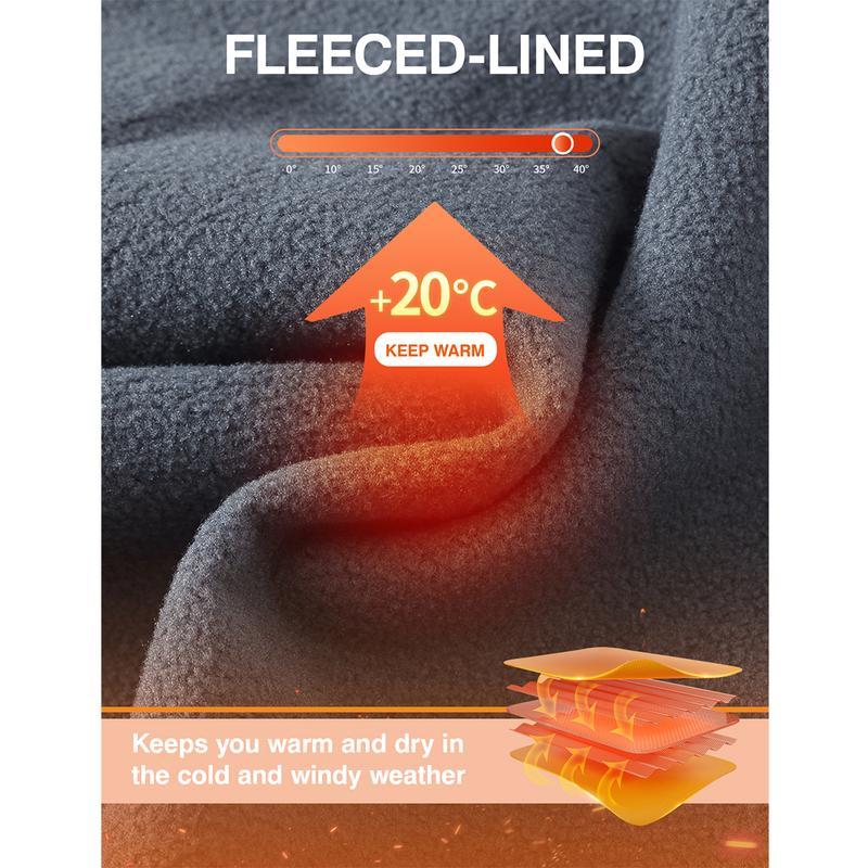 2 PACK Men's Snow Ski Hiking Pants Waterproof Winter Fleece Lined Pants Camping  Ice Fishing Pants with Belt High Rise Joggers High Waisted Joggers