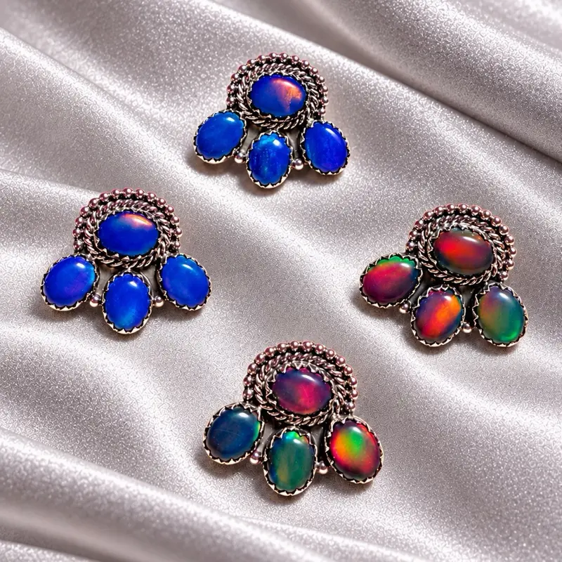 Aurora Opal Midi Cluster Stud Earring