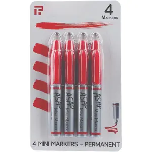 Mini Markers, Mini Markers,  Clip, Golf Ball Marker, Clip On Nurse's Badge - Mini Markers - RED Ink - Fine Point - 4 Pens Per Pack