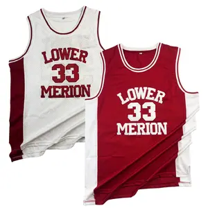 Men Basketball Jersey high school Lower Merion 33# Bryant Sewing embroidery Outdoor sports jerseys Cheap high quality summer sportswear 2025 Red White Mesh breathable Sleeveless training suit