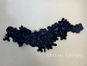 Navy Embroidered Floral Applique