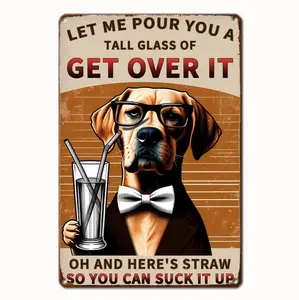 Humorous Dog Themed Metal Tin Sign Wall Art With Sassy Message For Home Garden Bar Or Office Decor