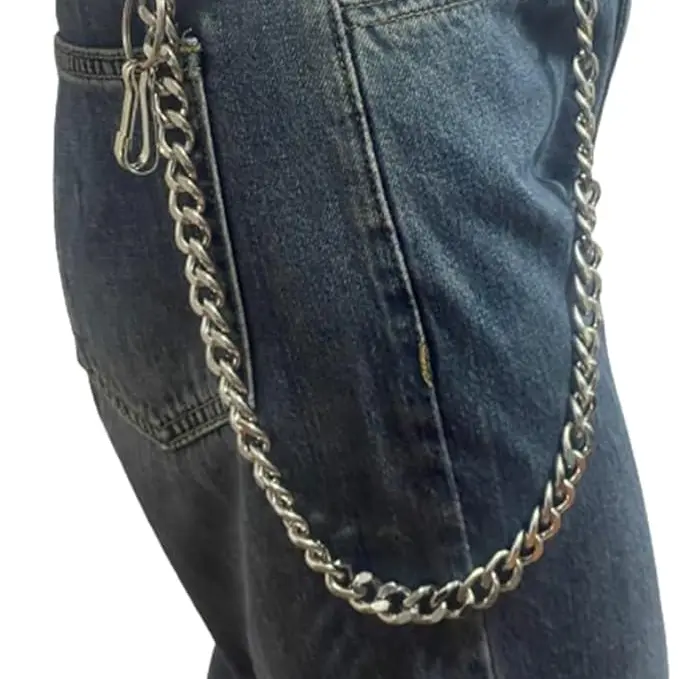 Men's Heavy Classic Alloy Metal Waist Chain - Funky Cute Punk Hip-Hop Fashion Body Jewellery, 47cm Shines From All Directions Jeans Accessory, Easy-To-Put-On/Off Belt Accessory