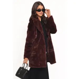 Meeka Faux Fur Jacket - Burgundy