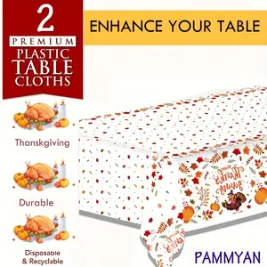 New 152 Pcs Thanksgiving Paper Plate Fall Party Supplies Tableware Set: 2 Pcs Tablecloth With 25 Set Turkey Pumpkin Maple Disposable Plates Tableware And Napkins Dinnerware Set For 25 Guest Autumn Harvest Table Decor US Express Delivery
